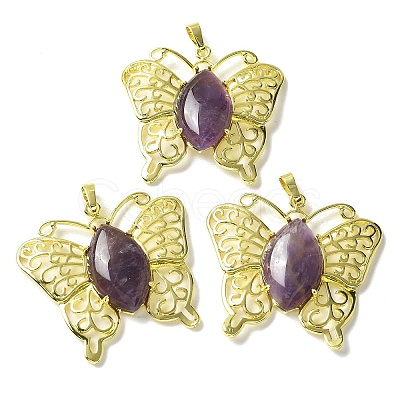 Natural Amethyst Pendants G-M288-01G-14-1