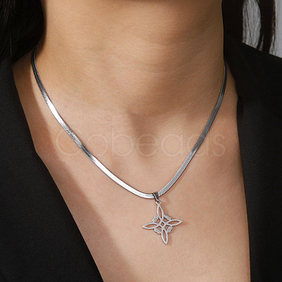 Witch Knot 304 Stainless Steel Hollow Pendant Necklaces for Women FS-WGCB0A9-06-1