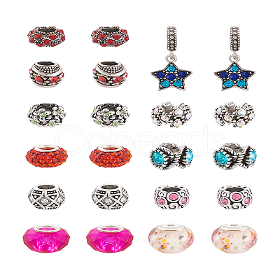 Alloy Rhinestone European Beads MPDL-TA0001-01-1