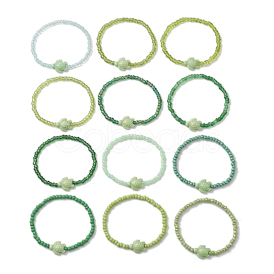 12Pcs Dyed Synthetic Turtle Bracelets BJEW-JB13502-02-1
