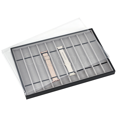10 Grids Rectangle PU Leather Watch Straps Necklace Bracelet Display Tray ODIS-NB0001-38A-1