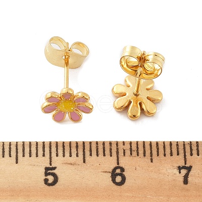 304 Stainless Steel Enamel Stud Earrings EJEW-B009-18G-1