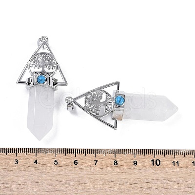 Natural Quartz Crystal Faceted Pointed Bullet Rock Crystal Big Pendants G-H076-02P-01-1