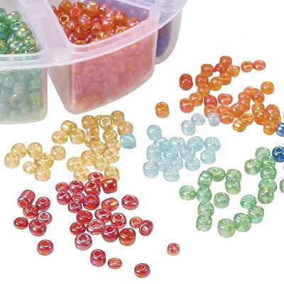 Multicolor 6/0 Transparent Glass Seed Beads Diameter 4mm Loose Beads for Jewelry Making SEED-PH0001-16-1