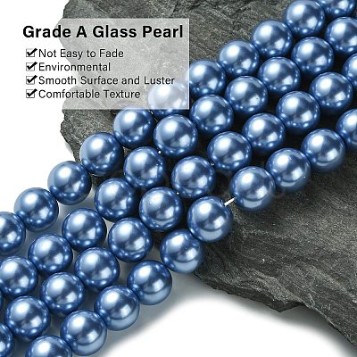 Eco-Friendly Glass Pearl Beads Strands X-HY-A008-14mm-RB015-1