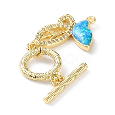 Rack Plating Brass Micro Pave Cubic Zirconia Toggle Clasps KK-C041-31G-1