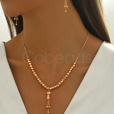 Elegant Vintage Brass Tassel Dangle Earrings & Pendant Necklace Sets for Women MN4192-1