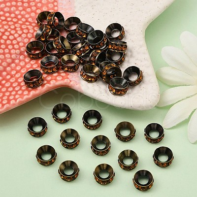 Brass Rhinestone Spacer Beads X-RB-A020-10mm-15AB-1