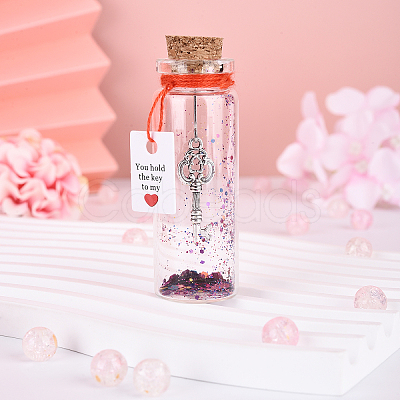 Transparent Glass Wishing Bottle Decoration AJEW-YWC0005-02-1