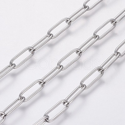 Tarnish Resistant 3.28 Feet Handmade 304 Stainless Steel Paperclip Chains X-STAS-F230-15P-1
