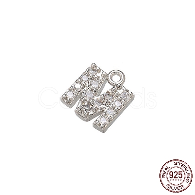 Real Platinum Plated Rhodium Plated 925 Sterling Silver Micro Pave Clear Cubic Zirconia Charms STER-P054-10P-M-1