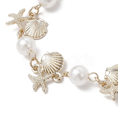 Alloy Shape Shell & Starfish Link Bracelets BJEW-JB11842-1