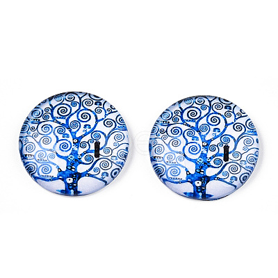 Half Round/Dome Tree Pattern Glass Flatback Cabochons for DIY Projects LS-GGLA-Q037-25mm-M28-11-1