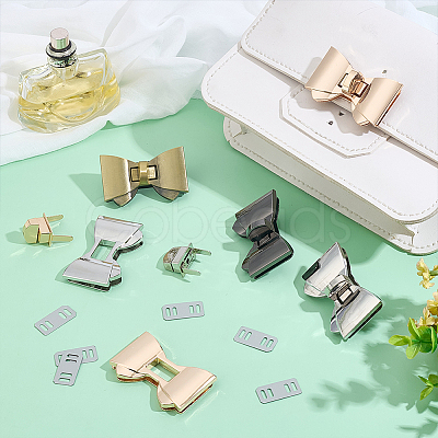 4 Colors Bowknot Zinc Alloy Bag Tuck Lock Clasps FIND-PH0026-64-1