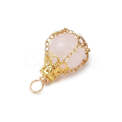 Natural Rose Quartz Pendants PALLOY-JF03396-01-1