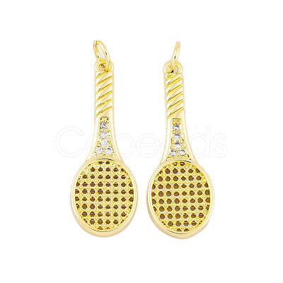 Rack Plating Brass Micro Pave Cubic Zirconia Pendants KK-P269-06G-1