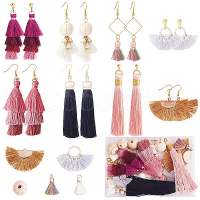 DIY Layered Tassel Drop Earring Making Kit DIY-SZ0009-86-1