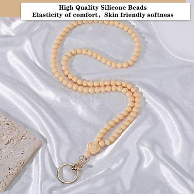 Rose Silicone ID Card Neck Strap Card Holder NJEW-SW00028-05-1