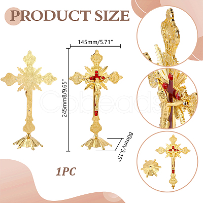 Religion Alloy Crucifix Cross Statue Display Decorations DJEW-WH0043-92-1