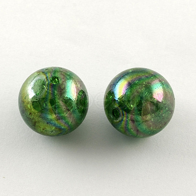 AB Color Transparent Crackle Round Acrylic Beads CACR-S006-10-1