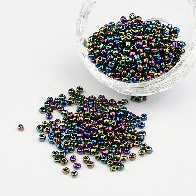 8/0 Electroplated Iris Round Glass Seed Beads X-SEED-A009-3mm-603-1