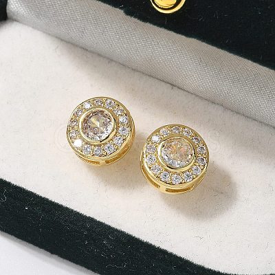 Brass Micro Pave Clear Cubic Zirconia Stud Earrings X-EJEW-Q015-10G-1