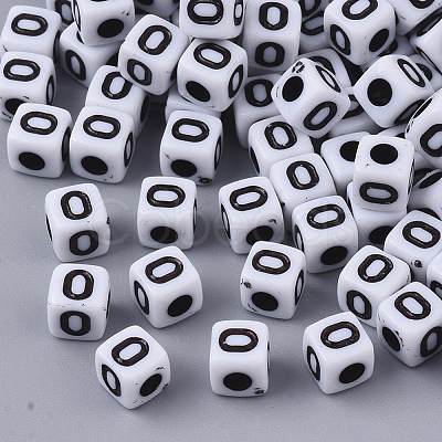 White Opaque Acrylic Beads MACR-R869-02O-1