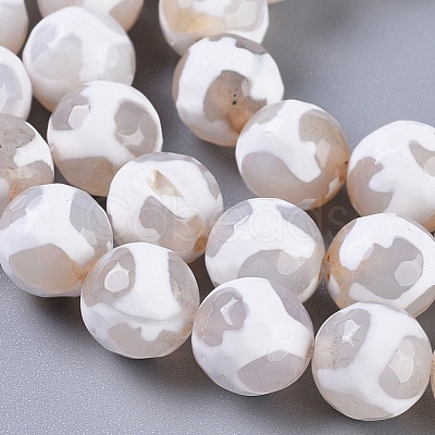 Tibetan Style Turtle Back Pattern dZi Beads Strands X-G-G036-8mm-6-1