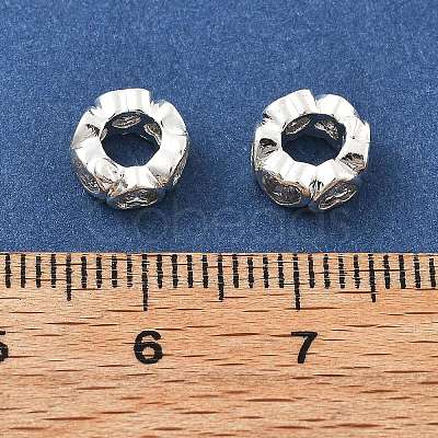 Brass Micro Pave Clear Cubic Zirconia Rondelle European Beads KK-R216-20S-1