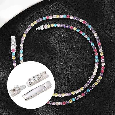 925 Sterling Silver Micro Pave Clear Cubic Zirconia Bayonet Clasps STER-C016-01B-P-1