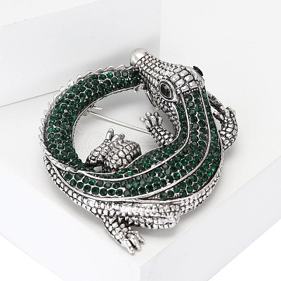 Crocodile Alloy Rhinestone Brooch PW-WGFAD1D-04-1