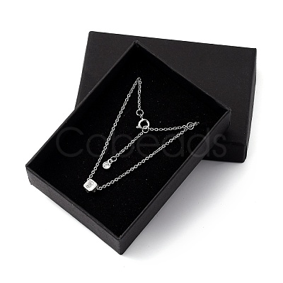 Cube Micro Pave Cubic Zirconia Pendant Necklaces & Bracelets Sets SJEW-JS01116-03-1