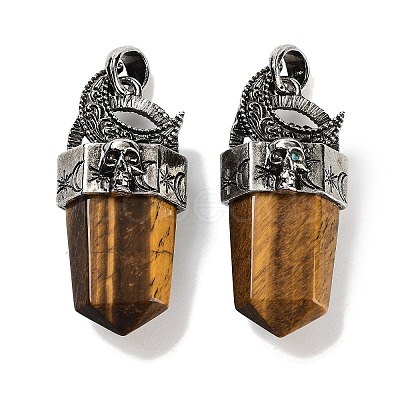 Natural Tiger Eye Faceted Sword Pendants G-Q163-01AS-03-1