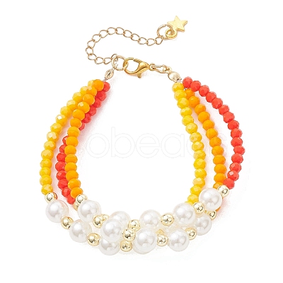 Opaque Solid Color Glass & Plastic Pearl Multi-strand Bracelets BJEW-JB12969-1