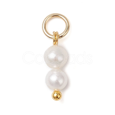 Natural Cultured Freshwater Pearl Round Beaded Charms PALLOY-JF04308-1