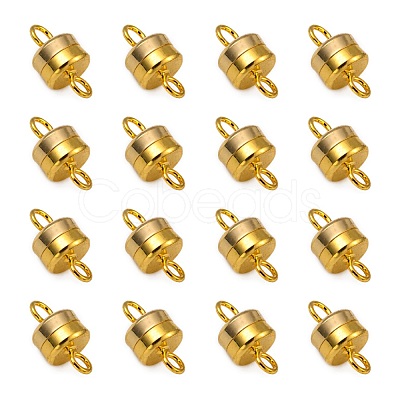 Column Brass Magnetic Clasps with Loops KK-M064-G-NR-1