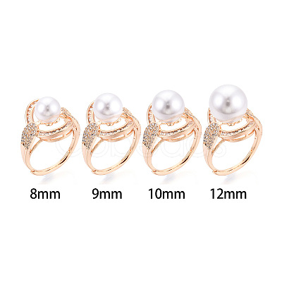 Oval Brass Micro Pave Clear Cubic Zirconia Adjustable Ring Settings KK-T076-69G-1