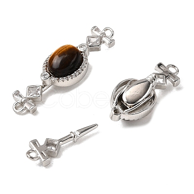 Brass Micro Pave Clear Cubic Zirconia Box Clasps KK-G505-39P-1