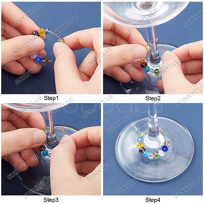 DIY Beaded Wine Glass Charm Tags Making Kit DIY-SC0018-78-1