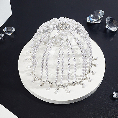 1Pc Plastic Pearl Mesh Headbands OHAR-GA0001-21-1