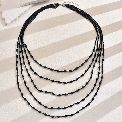 Bohemian Style Plastic Long Bicone Beads Multi Layered Necklaces for Women's Daily Parties DF6907-2-1