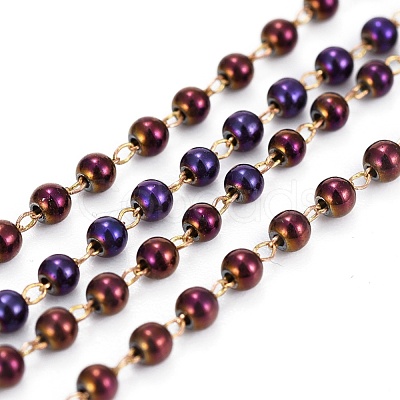 Handmade Synthetic Hematite Beaded Chains KK-G358-A05-1
