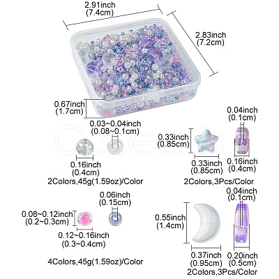 12Pcs 4 Style Moon & Star Transparent Spray Painted Glass Beads GLAA-FS0001-67-1