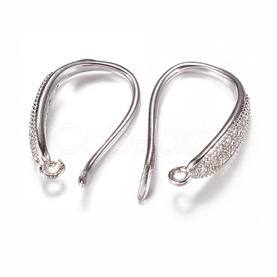 Brass Micro Pave Cubic Zirconia Earring Hooks ZIRC-A008-09P-1