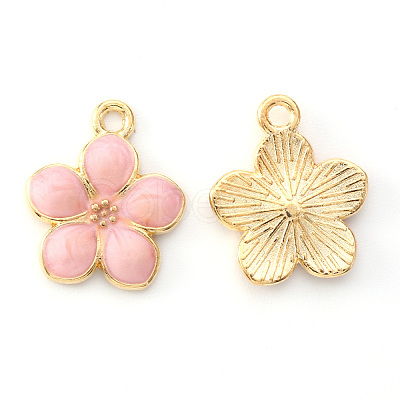 Light Gold Plated Alloy Enamel Pendants X-ENAM-R136-17C-1