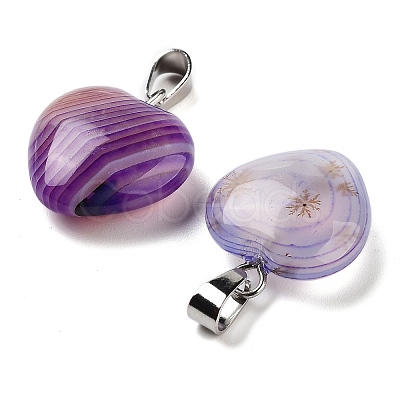 Natural Banded Agate Charms HEAR-PW0001-057-38-1