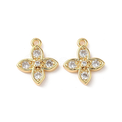 Brass Micro Pave Clear Cubic Zirconia Charms KK-D504-12G-1