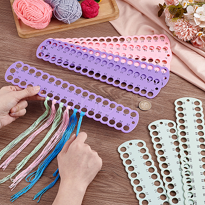 9Pcs 9 Styles Plastic Embroidery Thread Plate DIY-FG0007-69-1