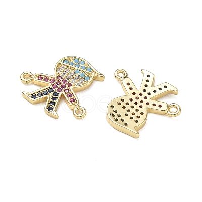 Brass Micro Pave Colorful Cubic Zirconia Connector Charms for Jewelry Making CU-CBAAA59-01G-02-1