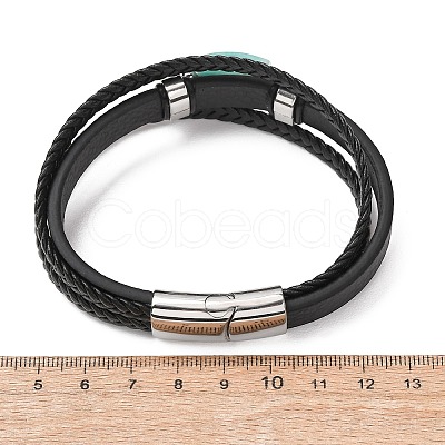 Natural Gemstone & Braided Microfiber Leather Multi-strand Bracelets for Women Men GG-CBAEA55-01-1